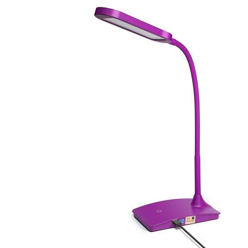 TW Lighting IVY-40BK The IVY LED Desk Lamp with USB Port, 3-Way Touch Switch (Purple)