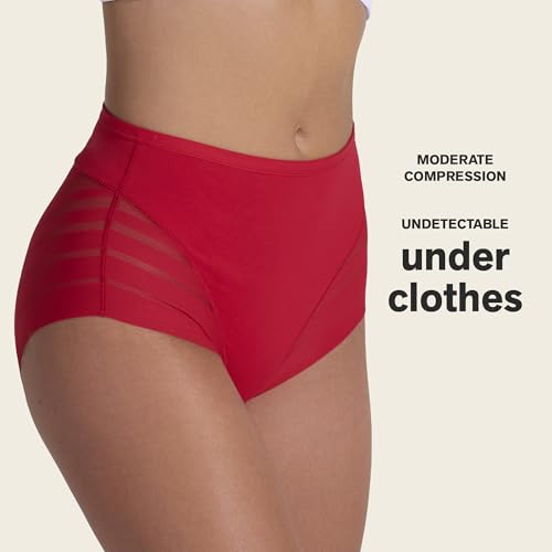 Image of Leonisa High Waisted Invisible Tummy Control Shapewear for Women - Stripe Lace Ladies Underwear Panties
