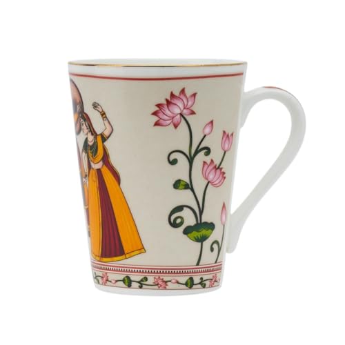 Image of GOLDEN QUEEN'S Mugs Set Of 2 For Coffee, Tea, Milk - Ideal For Your Daily Beverage Ritual, Hosting & Casual Gatherings | 24 K Gold On Rim - Dance Of Harmony, 300 Ml