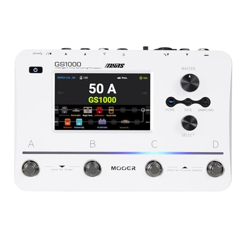 MOOER GS1000 Guitar Multi-Effect Processor Amp Sampling Dual Effects Chains with XLR Mic Input, Touch Screen, and 350+ Effects, Electric Guitar Pedal with 120 Sampling Slots, MIDI Port