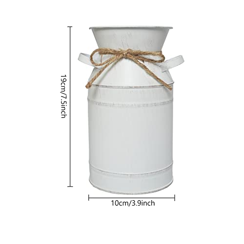 Rustic-Shabby-Chic-Vase-White-Small-Vintage-Metal-Milk-Can-Vase-Pitcher-Wedding-Decorative-Flower-Vase-Farmhouse-Home-Decor Rustic Shabby Chic Vase White Small Vintage Metal Milk Can Vase Pitcher Wedding Decorative Flower Vase Farmhouse Home Decor