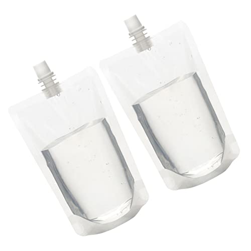 HOLIDYOYO 50pcs Plastic Juice Pouches for Adults Liquor Flask Pouches Screw Cap Reusable Washable Portable for Camping Fishing Travel