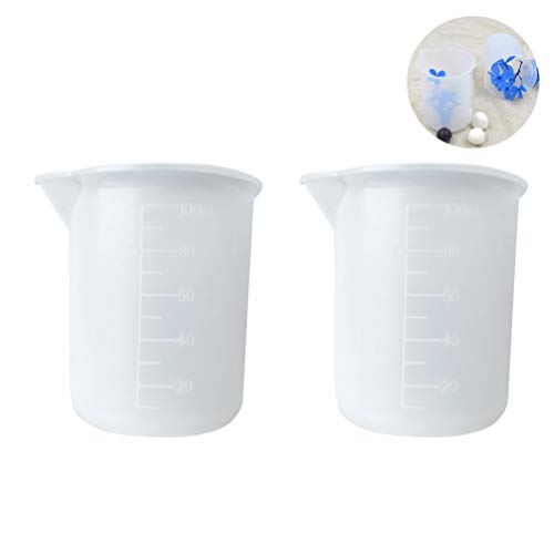 Qlychee 2Pcs 100ml Silicone Measuring Cup with Marking Handmade Craft Baking Tools