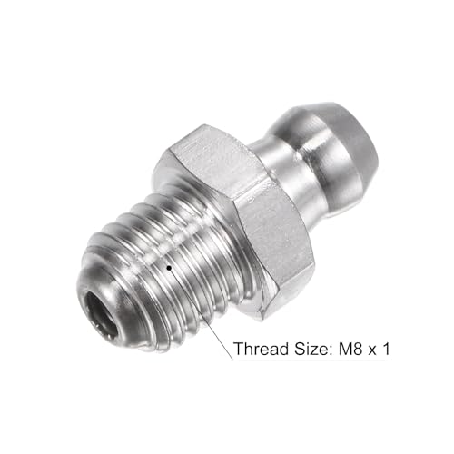 Image of uxcell 201 Stainless Steel Straight Grease Fitting M8 x 1mm Thread Hydraulic Grease Fitting Accessories, 30Pcs