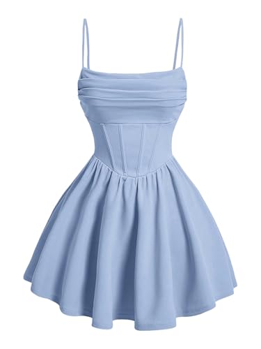 Floerns Girl's Ruched Bust Sleeveless Cami Dress Ruffle Hem Dress