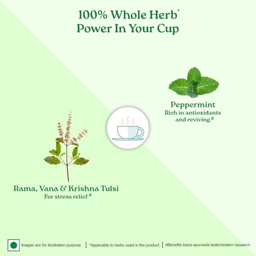 Image of ORGANIC INDIA Tulsi Peppermint Refresh 25 Tea Bags || Stress Relieving & Rejuvenating || Feeling Refreshed || Tulsi Tea - 25 Tea Bags