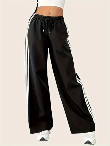 Image of dockstreet Straight Wide fit Long Length Open Bottom Jogger for Women /Trending Multi Pocket Style, Relaxed Casual Pants for Women