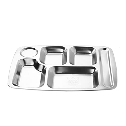 Bandejas segmentadas de acero inoxidable con 6 secciones, bandeja de comida para servir alimentos, para restaurante, fábrica, cantina, cafetería, camping, picnic, sala de desorden