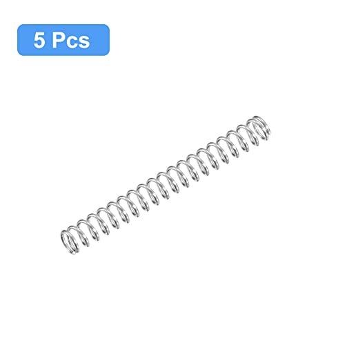 Image of uxcell Compression Spring, 5Pcs 304 Stainless Steel, 6mm OD, 0.8mm Wire Size, 50mm Free Length, Silver Tone