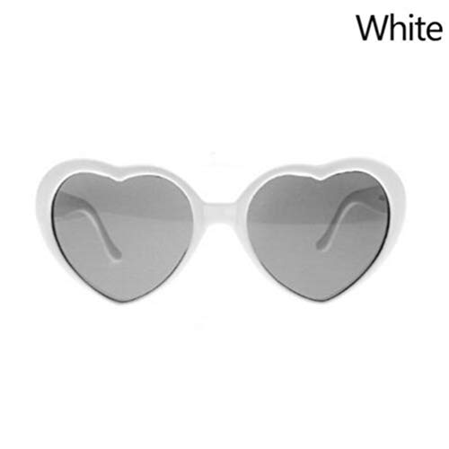 FENICAL Special Effects Glasses Party Favor Peach Heart Light Diffraction Eyeglasses Light Changing Eyewear (White) - Thumbnail 3