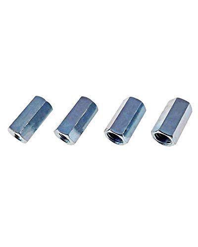 Magic Hub 3/8-16 to 1/4-20 x 1 Long Coupling Reducer Nut, 4 Pack, Zinc Plated, Steel, Commercial Grade, Class 2A, UNC, 1/4