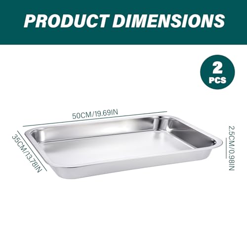 Bandeja para hornear de acero inoxidable de 20x14 cm pack de 2 moldes de horno apilables para cocina 3
