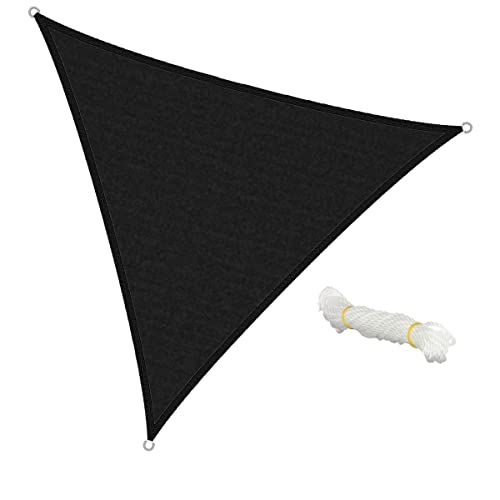 ECD Germany Vela De Sombra - Antracita - 3,6x3,6m - Triangular -100% HDPE - con Protección UV - Incluye Cables Tensores - Parasol Resistente A La Intemperie para Balcón Terraza Jardín Toldo De Sol