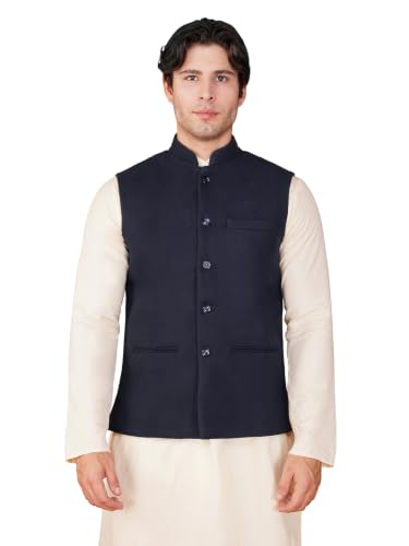 Image of Vastraa Fusion Men's Pure Wool Export-Quality Indian Traditional Nehru Jacket /Woolen Jacket For Men