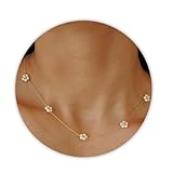 SmileBelle Daisy Pearl Necklace, Dainty Pearls Choker Necklaces for Women's Pearl Strand Necklaces as Flower Gifts, 18K Gold Plated Stainless Christmas Stocking Stuffers for Teens Daisy Costume Gifts
