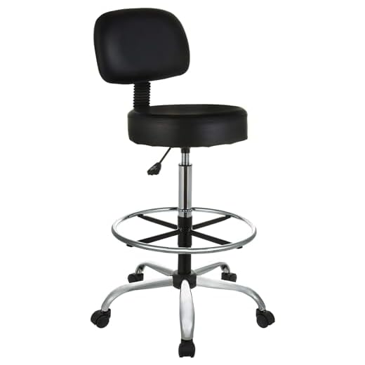 AmazonBasics Multi-Purpose Adjustable Drafting Spa Bar Stool with Foot Rest and Wheels - Black