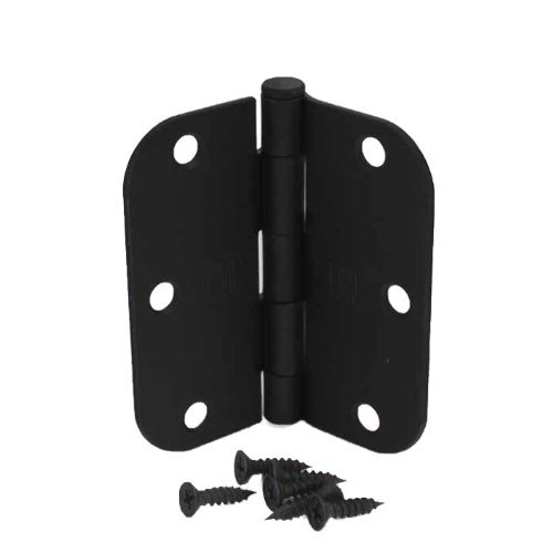 (Pack of 24) 3 1/2 Inch Matte Black Door Hinges with 5/8