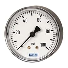 Wika Standard Pressure Gauge, 0 to 200 psi, Back Mount, 1.5 in Dia, 1/8 in NPT