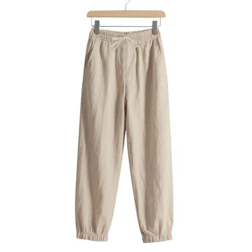 Mens Linen Straight Leg Relaxed Fit Lounge Trousers Elastic Waist Drawstring Summer Beach Cruise Wear Yoga Pants4