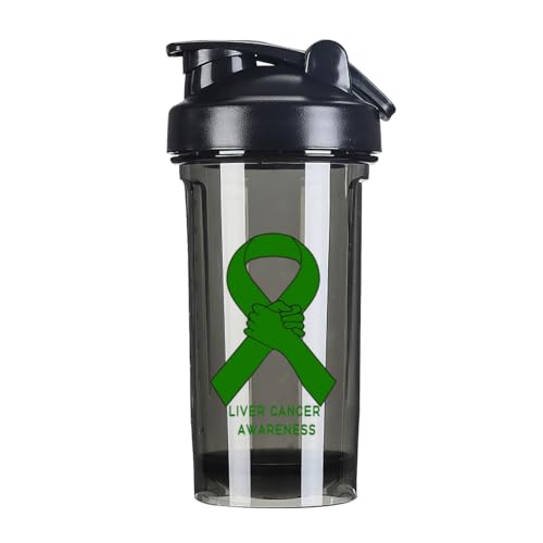 Liver Cancer Awareness 18 Ounce Shaker Cup,Fashion Theme Pattern Shaker Bottle Leak-proof Workout Shake Bottles 500ML/18 oz Perfect for Pre Workout