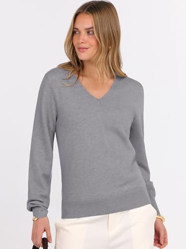 Image of ANRABESS Women's Long Sleeve V Neck Basic Sweaters | Classic Pullover Tops,Soft Loose,Business Casual Work,Travel Vacation,All Day Wear,Fall Spring Outfits,Winter Layer Clothing