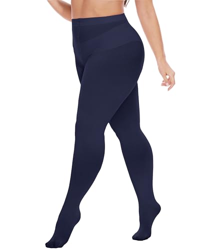 Image of Citystl 2 Pack Plus Size Tights for Women, 80D Opaque Control Top Pantyhose