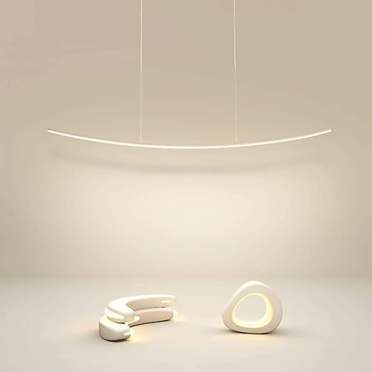 Mjsdjof Aluminium lange staaf hanglamp, metalen lineaire gebogen hanglampen, creatieve eetkamer hanglamp, eenvoudige keukeneiland decoratieve verlichting Drop lampen, warm licht-3000K photo 2