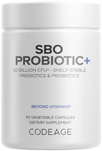 Codeage SBO Probiotics 50 Billion CFUs Per Serving Multi Strain Soil Based Organisms Blend and Organic Fermented Botanical Blend Shelf-Stable 90 Capsules