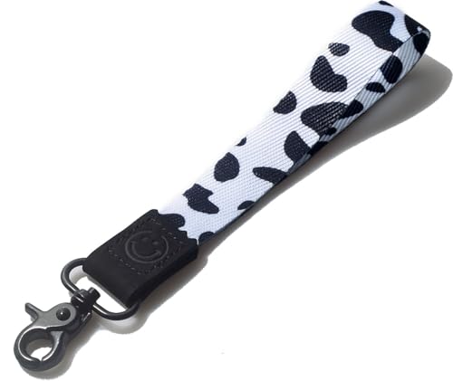 DQL cow key lanyard for women short lanyard for keys key chain wristlet strap cute keychains for car keys(COW)