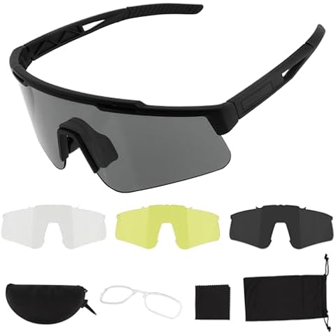 ToopMount Tactical Eyewear Anti Fog, ANSI Z87.1 Shooting Glasses with 3 Interchangeable Lens UV400 Protection Airsoft Goggle Cover