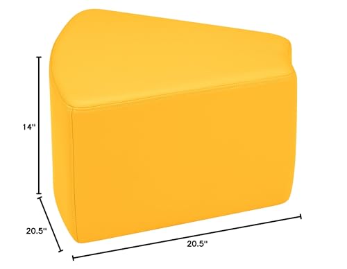 Image of Sprogs 12 inch H Structured Wedge Stool -Flexible Modular Collaborative Soft Seating for Office, Home, Lounge and School Classrooms with Durable Frame & Set of 2 inch Legs Add-on - Yellow