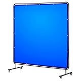 VEVOR Welding Screen with Frame, 6 x 6 FT Welding Curtain Screen, Flame-Resistant Vinyl Safety Protection Screens with Lockable Swivel Wheels & 6-Level UV Protection for Workshop/Industrial Use, Blue