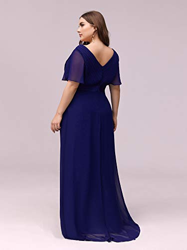Image of Ever-Pretty Women's Chiffon Formal Evening Dresses for Curvy Women V-Neck Plus Size Floor Length Bridesmaid Dress