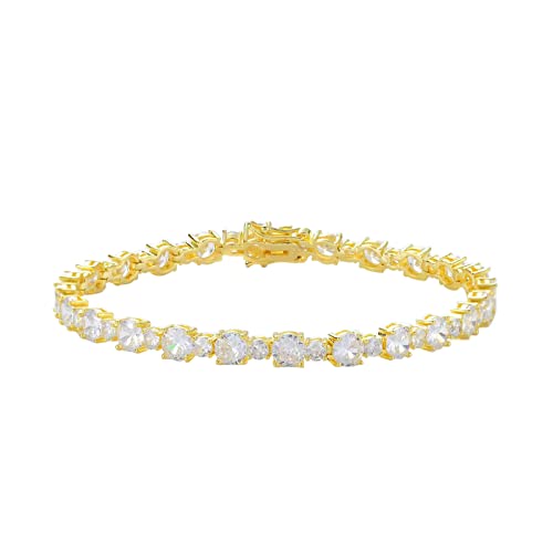 Luxurious 14K Gold Moissanite Tennis Bracelet With 5mm Prong Stones, Geometric Square Design Bracelet, Fashion Gift For Mother's Day