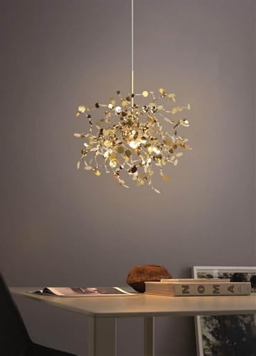 Lustre LED en acier inoxydable chrome pour salon