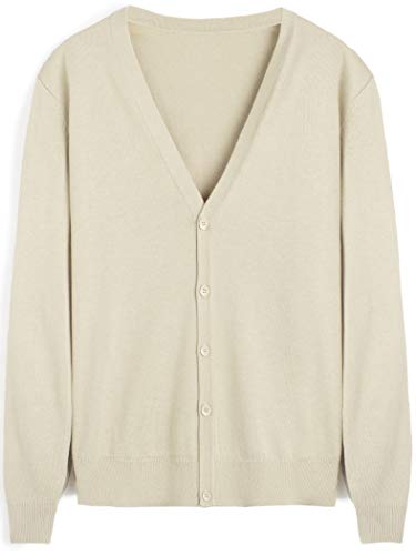 Hotmiss Men's Stylish V-Neck Button Placket Spring Cardigan Sweater with Ribbing Edge3