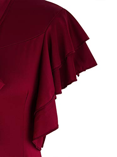 Vijiv Women's Vintage 1920s V Neck Long Bias Cut Sleeveless with Flutter Sleeves Bowknot Flapper Dress - Image 6