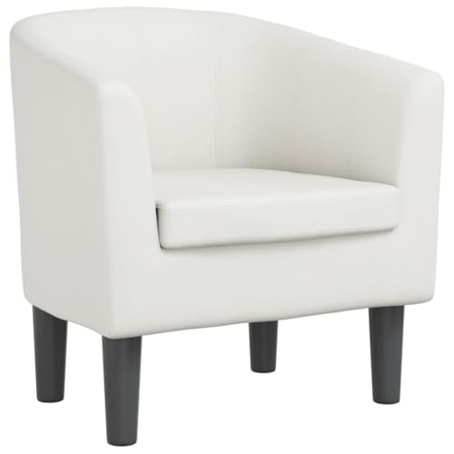 vidaXL Fauteuil Cabriolet, Chaise de Relaxation, Siège avec Dossier et Accoudoirs, Canapé de Bureau Salon Chambre à Coucher, Blanc Similicuir