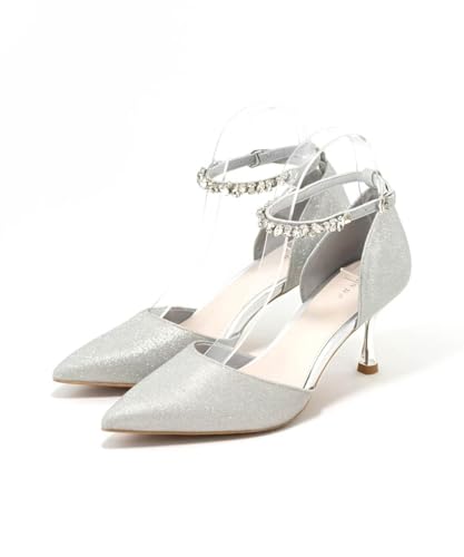 [ランダ] 2WAY グリッターストラップパンプス MD34005 SILVER M