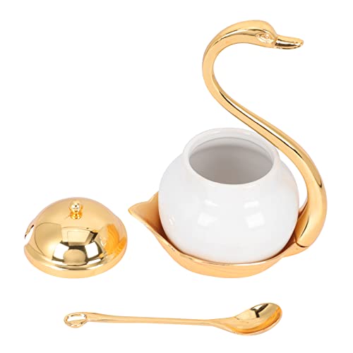 BESPORTBLE 1 Set Swan Sugar Bowl Empty Container Cookie Jar Terrariums Glass Coffee Container Glass Container with Lid Ceramic Seasoning Pot Candy Kitchen Supplies Aluminum Alloy