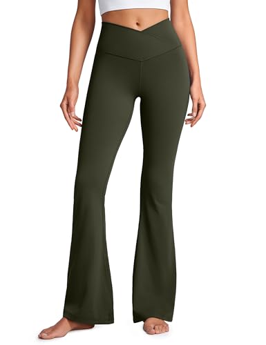 CRZ YOGA Butterluxe Crossover Flare Leggings 29''/31''/33" - High Waist V Cross Bootcut Bell Bottoms Yoga Pants for Women