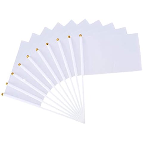 Holibanna 20pcs White Stick Flag Hand Flag Toothpick Food Flags Hand Held DIY Flags on Stick Cover