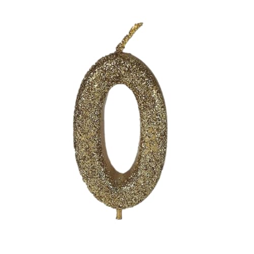 Image of Wanna Party Number 0 Glitter Gold Candle for Birthday Decoration Items /Cake Toppers /Cake Decorations
