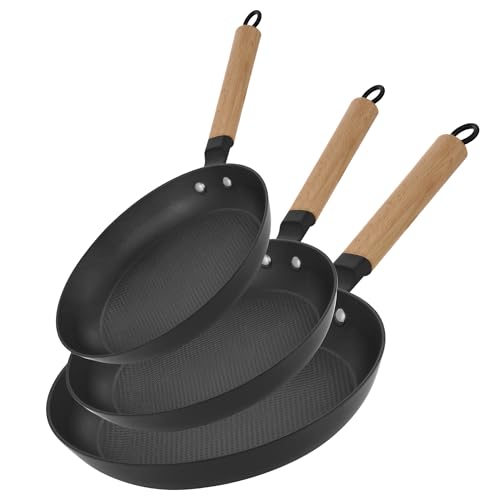 YUTANN Sartenes de hierro fundido, sartenes antiadherentes, 2 piezas, juego de sartenes de 10 y 12 pulgadas, sartenes antiadherentes de larga duración, sartén antiadherente profesional, fácil de