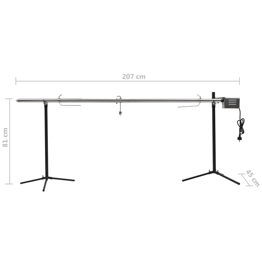 IKAYAA Spanferkelgrill mit Motor Rotisserie Grill Mit Motor Elektrischer Drehspieß BBQ-Spießgrill für Schwein, Lamm, Ziege Spanferkelgrill Edelstahl 207×45×81 cm