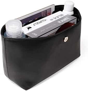 CLEXION Leather Purse Organizer Insert- Leather Bag Insert for Tote & Purse, Black, Size Small