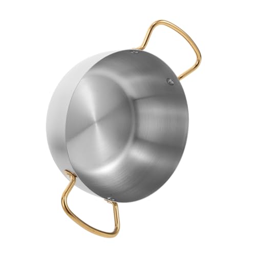 OUNONA Korean Ramen Pot Stainless Steel Cooking Pot with Double Handles for Quick Heating Convenient Multi Use Sauce Pan for Home Kitchen and Induction Stove Cooking