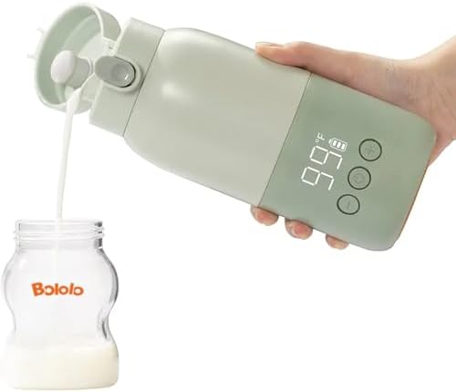 BOLOLO Portable Bottle Warmer for Travel, Super Fast Charging, Instant Breastmilk, Formula, Water, Milk Warmer with 10 Ounces Big Capacity, Baby Flask for Vehicle,car,Airplane Journey