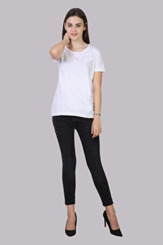 Image of FLEXIMAA Women's Cotton Plain Round Neck Half Sleeve T-Shirt