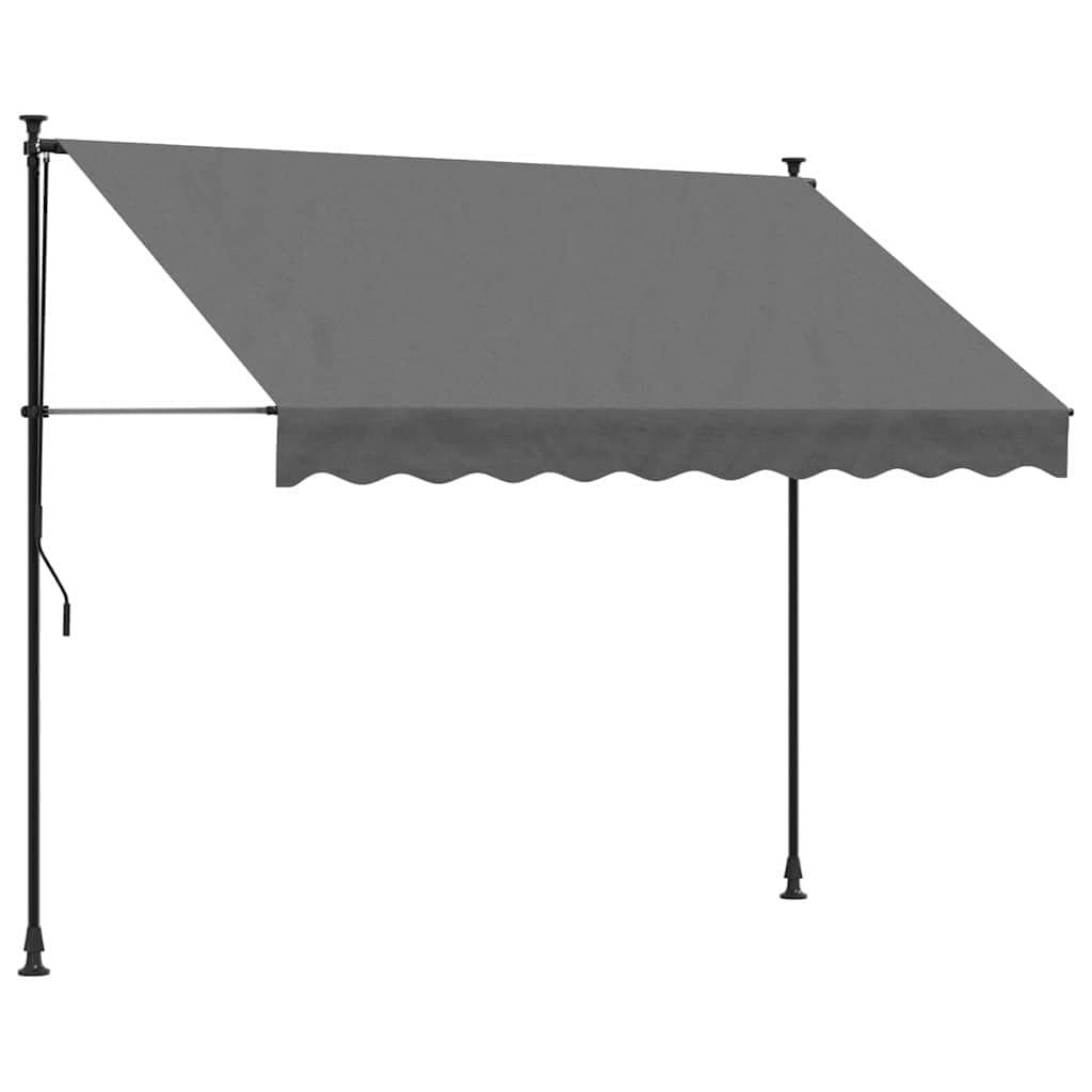 Wysuwana markiza antracytowa, 250 x 150 cm, wykonana z materiału i stali, wytrzymała markiza tarasowa z powłoką poliuretanową odporną na promieniowanie UV, z regulacją wysokości 210-300 cm, na balkon